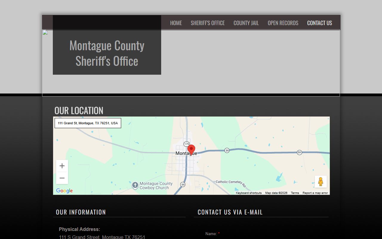 Montague County Detention Center address phone and jail contact page